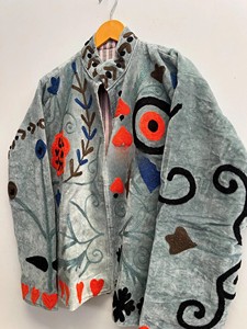New Arrival Handmade Suzani Embroidered <b>Velvet</b> Jacket Vintage Boho Winter <b>Coat</b> Premium Artisanal Ethnic Outerwear For <b>Women</b> - Product Image 3