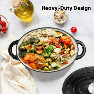 หม้อเหล็กหล่อแบบดัตช์โอเว่นพร้อมฝาปิดสำหรับทำอาหารประเภทตุ๋นและปรุงอาหารทั่วไป - Product Image 2