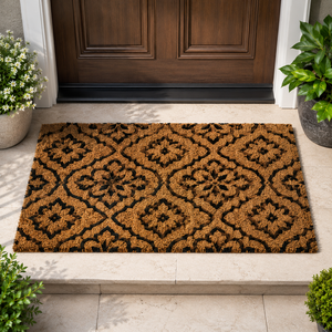 Tapis de porte en fibre de coco de qualité supérieure, bordure en caoutchouc décorative, robuste, antidérapant, pour l'extérieur et l'intérieur - Product Image 3