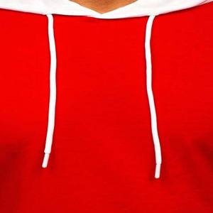 เสื้อยืดผู้ชายสีแดงมีฮู้ดทรงเข้ารูปแขนสั้นผ้าถักโพลีเอสเตอร์สีพื้นลำลองใส่สบายระบายอากาศได้ดีสำหรับฤดูร้อน - Product Image 5