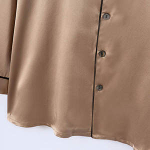 Ensemble de pyjamas unisexes en satin à manches longues et boutons, avec pantalon long, motif uni, 2 pièces, lavable en machine - Product Image 5