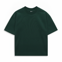 T-shirt décontracté pour homme en tricot vert foncé à col rond uni