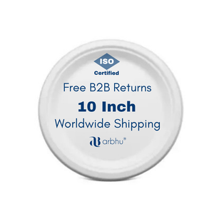 Assiette en bagasse robuste de 10 pouces, ronde, blanche, en fibre de canne à sucre, anti-fuite, vaisselle jetable pour restaurants, vente en gros - Product Image 1