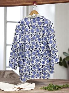 Chaqueta Gruesa de Algodón Bohemio Reversible, Transpirable, Ecológica, de Secado Rápido, con Botones de Cuerno y Acolchado Floral Kantha de Jaif Textiles - Product Image 6