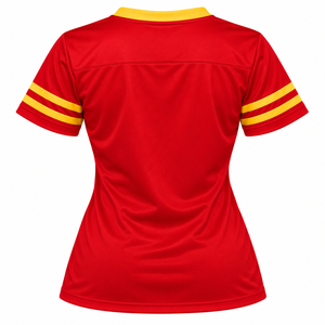 Camiseta Deportiva de Fútbol para Mujer PDK, Manga Corta, Cuello en V, con Emblema Decorativo y Franjas en las Mangas - Product Image 4