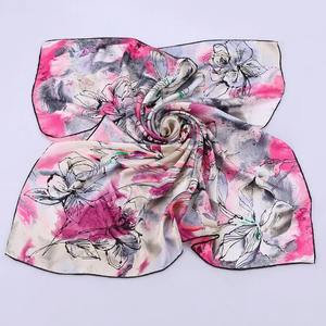 Women Big Custom Satin <b>Silk</b> <b>Scarf</b> Ladies Satin <b>Silk</b> Floral Paisley Printed <b>Scarf</b> Lightweight Square Shawl <b>Scarves</b> - Product Image 3