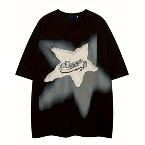 100% Cotton Men's T-<b>shirts</b> Casual Summer Star <b>Patchwork</b> T-<b>Shirt</b> Relaxed Fit, Round Neck Tee With Unique Geometric Design - Product Image 1