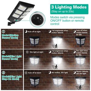 Lámpara de Pared Solar de 252 LED con Sensor de Movimiento PIR, IP65 Impermeable, Control Remoto para Garaje, Puerta Principal, Iluminación Exterior de Pared - Product Image 2