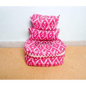 Juego de 3 neceseres acolchados de algodón indio con estampado, bolsa de aseo, estuche de maquillaje, neceser de viaje, bolsas y estuches para cosméticos - Product Image 2