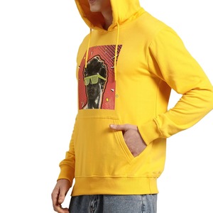 Sudadera con Capucha Amarilla para Hombre de Primera Calidad con Estampado Gráfico, Bolsillo Delantero, Estilo Casual para Otoño, Corte Regular, Felpa de Algodón - Product Image 2