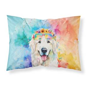 Ligero y súper suave Gran Pirineo Hippie Dawg Funda De Almohada estándar Fácil cuidado Ilustraciones decorativas Funda de cojín - Product Image 1