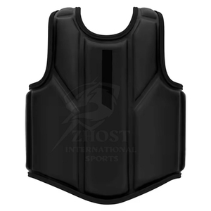 Black Boxing Chest Protector MMA Body Guard Leather <b>Foam</b> Adjustable Buckle Vest Breathable Padding for Waist Sparring Training - Product Image 6