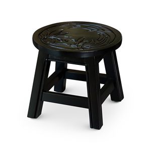 Espresso Carved Wooden <b>Step</b> <b>Stool</b> with Floral Design for Kids' Use As a Chair - Product Image 1