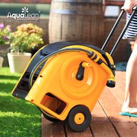 Enrouleur de tuyau compact en plastique, mobile, avec guide, 30 m, pour l'arrosage des pelouses et des jardins