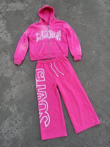 Sudadera con capucha y cremallera de felpa francesa ligera, lavado vintage, alta densidad para conjuntos deportivos premium de pierna ancha, 100% algodón - Product Image 3