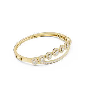 Luxury Yellow Gold Lab Grown Diamond Oval Halo <b>Bangle</b> <b>Bracelet</b> for Women Pavé Diamond Fine Jewelry - Product Image 4