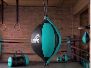 Hawk Heavy Double End Speed Ball en cuir PU noir et turquoise, sac de frappe réflexe élastique suspendu, facile à installer pour la salle de sport à domicile - Product Image 6