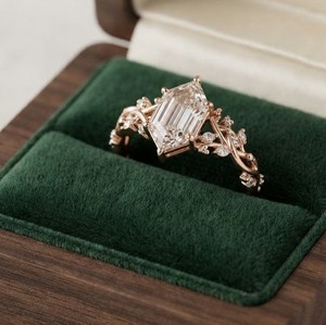 Best Selling 2CT Hexagon Cut & Round Lab Grown Diamond Bezel Set 10K 14K 18K Solid Gold IGI Certified Wedding Engagement Ring - Product Image 5