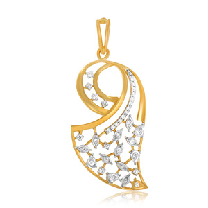 Pendentif en or jaune avec diamants ronds de laboratoire, style luxueux, pour femme, à porter au quotidien - Product Image 1