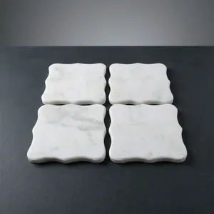 High Demand Luxury <b>Marble</b> <b>Coasters</b> Set Waterproof Heat Resistant Natural Stone Table <b>Coasters</b> for Home and Office - Product Image 2