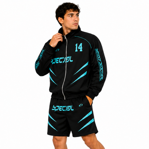 Ensemble veste coupe-vent et short pour homme de qualité supérieure avec logo cyan personnalisé, short en nylon pour homme, coupe-vent d'été, sweats à capuche USA - Product Image 6