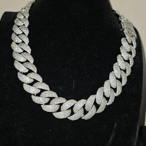 Star DUST iced OUT Miami cuban Link Chain แฟชั่น hip hop เครื่องประดับ925เงินผู้ชาย10mm 12mm 14mm สร้อยคอเพชรโมอิสคิวบา - Product Image 3