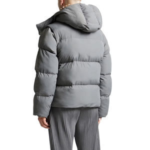 Chaqueta Acolchada Extra Grande de Diseño de Lujo, Abrigo Gris Minimalista de Corte Cuadrado con Cuello Alto para Hombre, Ropa de Calle de Invierno OEM Económica - Product Image 2