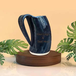 Jarra Vikinga de Cuerno de Búfalo Genuino de Alta Calidad, Taza de Cerveza Estilo Bohemio con Asa, Ecológica y Personalizable - Product Image 3