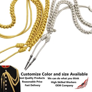 Cordon métallique tressé Aiguillette, plaqué or et argent, style classique, pour vêtements - Product Image 3