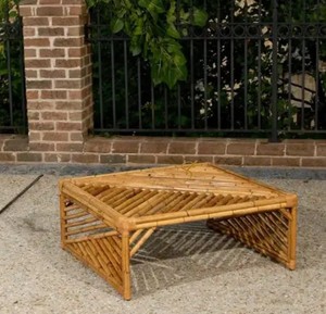 Mesa de comedor de bambú rústica pero moderna, geométrica, rectangular, baja, ecológica, de madera natural, tipo bistro, para patio o jardín. - Product Image 3