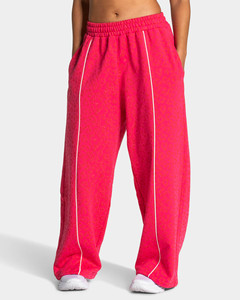 Custom Berry Red Leopard Print Oversized Contrast Pipping Women <b>Tracksuit</b> Pullover Contrast Lining Hoodie & Jogger For Women's - Product Image 6