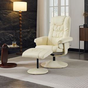 Sillón Reclinable para el Hogar 015 con Reposapiés, Giratorio 360 Grados, 5 Modos de Masaje, Reclinable de Cuero PU con Respaldo Ajustable - Product Image 1