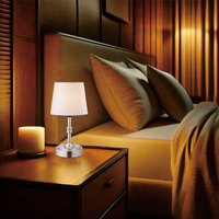 Lampe de table LED E12 moderne ovale avec abat-jour en tissu, commande tactile, portable, sans fil, alimentée par batterie