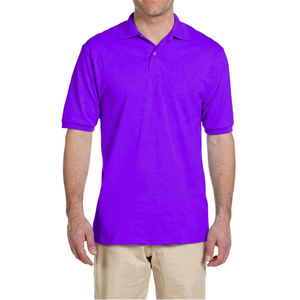 Polo en coton à manches courtes jaune uni pour homme Coupe classique Style décontracté Tissu respirant tricoté - Product Image 2
