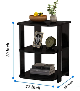 Table de chevet moderne en bois avec trois niveaux de rangement, table d'appoint compacte, table de chevet, table d'appoint de canapé pour chambre à coucher et salon - Product Image 2