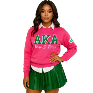 Sudadera AKA First & Finest Ivy para mujer, sudadera prémium con cuello redondo y letras griegas bordadas - Product Image 1