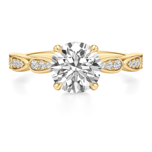 Bague solitaire avec accent de diamant rond et grappe de pierres - Product Image 3