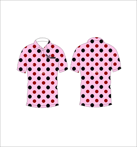 เสื้อโปโลผู้ชายแบบสั่งทำพิเศษ สีชมพูแดงลายจุด สำหรับกอล์ฟ ระบายเหงื่อได้ดี แขนสั้น ประสิทธิภาพสูง ผู้ผลิต OEM - Product Image 1
