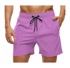 <b>Men's</b> Solid Color Quick Dry Swim <b>Shorts</b> With Drawstring Waist And Pockets Casual Beach Wear <b>Red</b> - Product Image 4