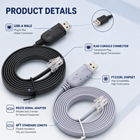 Cable de Consola USB a RJ45 de 6 Pies para PC, Cable Adaptador Serial RS232 con Chip FT232RL, Cable de Configuración para Equipos de Red
