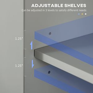 Armadio Alto Europeo a Doppia Anta in PVC e MDF con Ripiani Regolabili per Bagno e Soggiorno - Grigio - Product Image 6