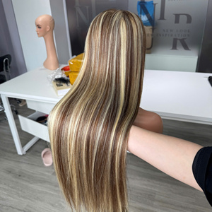 Precio de fábrica 100% cabello humano vietnamita virgen crudo 18 "peluca Bonestraight Piano Rubio Color Super doble extensiones de cabello dibujado - Product Image 5