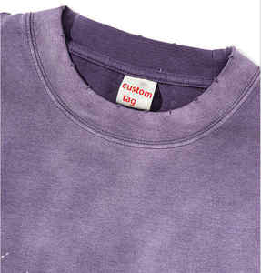 Distressed <b>Vintage</b> Oversized Tee Heavy Cotton Ripped Streetwear T Shirt Custom Logo Distressed <b>Tshirt</b> Men Loose Fit <b>Vintage</b> Wash - Product Image 4