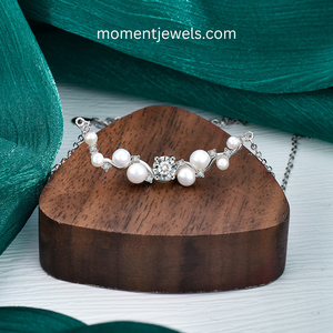 Collier de luxe en perles et moissanite pour femme, chaîne en argent sterling 925 plaqué rhodium, fabrication diamantée - Product Image 4