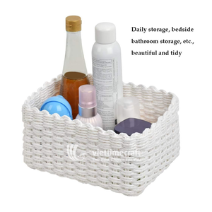 Panier de rangement en rotin naturel, ensemble de bacs gigognes tressés avec bord festonné, organisateur décoratif pour salle de bain, chambre et chambre d'enfant - Product Image 4