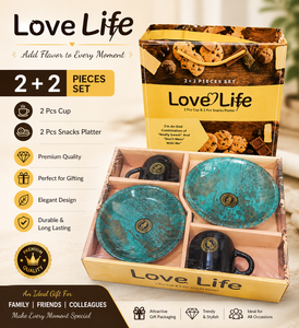 Juego de Tazas y Platos de Melamina Blanca de Lujo con Impresión, 2 Tazas, 2 Platos, Empaque en Caja Marrón para Regalo de Té o Café - Product Image 4