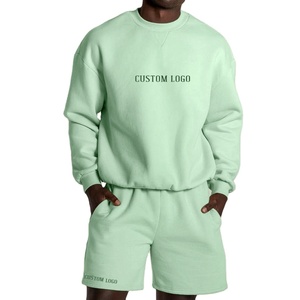 Custom Logo French Terry Puff Print Hooded Custom Logo Thick 2 Piece Gym Hoodie Shorts <b>Set</b> Sweatshirt and Shorts <b>Set</b> 2025 - Product Image 1