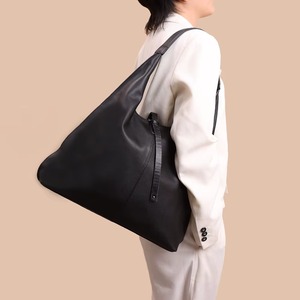 Sac à bandoulière en cuir véritable pour femme, grande capacité, sac hobo souple, élégant, professionnel, à deux fermetures éclair, pour le quotidien - Product Image 2