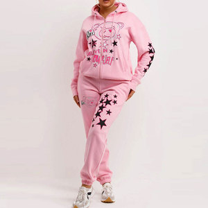 Custom Logo Women Lightweight Printed Winter Streetwear <b>Plus</b> <b>Size</b> Stacked <b>Joggers</b> Suit Sweat suit 2 Piece Tracksuit <b>Set</b> - Product Image 6