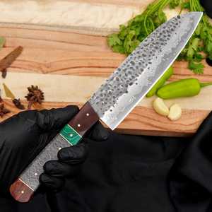 Couteau de chef artisanal en acier 440C, manche en bois de rose, lame de 7 pouces, couteau de cuisine professionnel, bord tranchant comme un rasoir, outil de coupe durable - Product Image 1